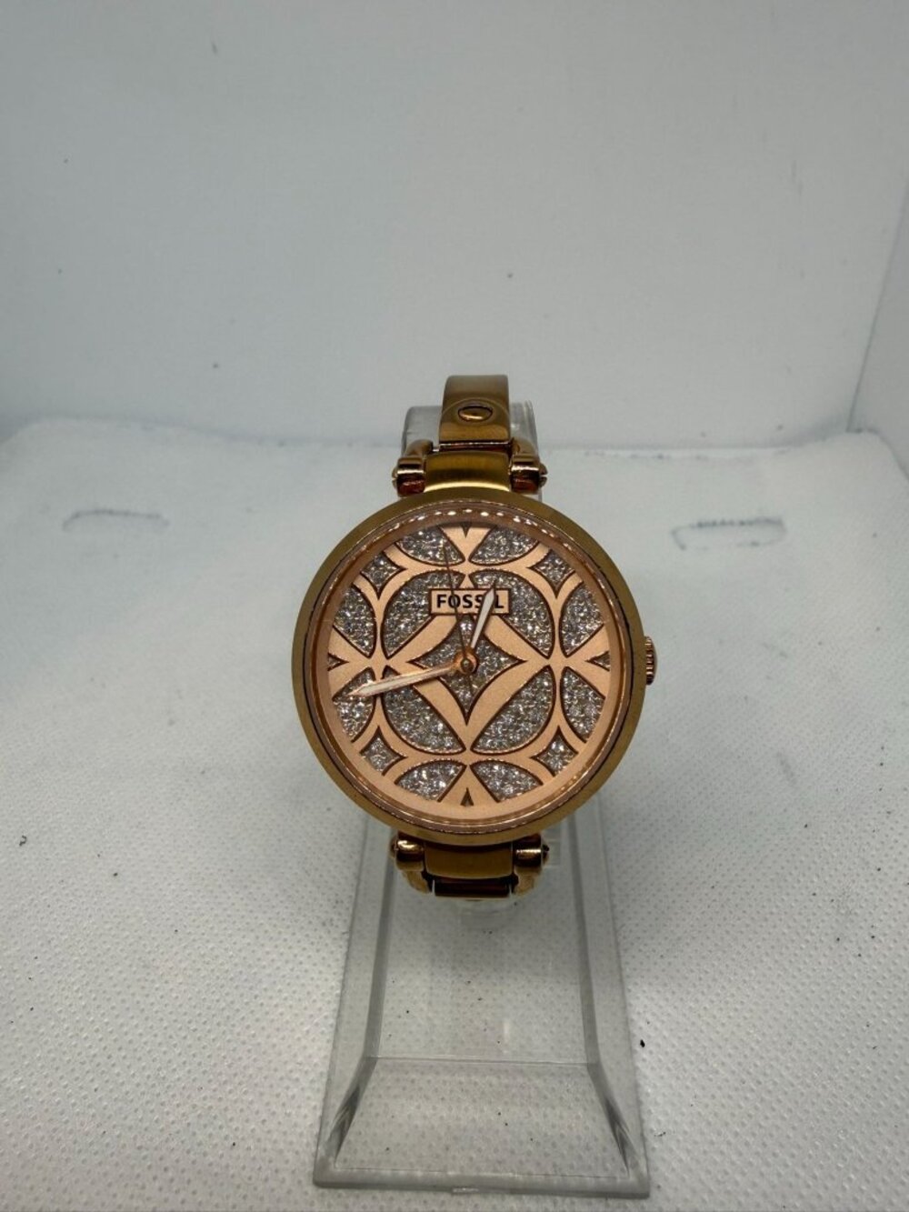 Fossil Georgia ES3422 Women Rose Gold Crystal Geometric Dial Quartz Watch